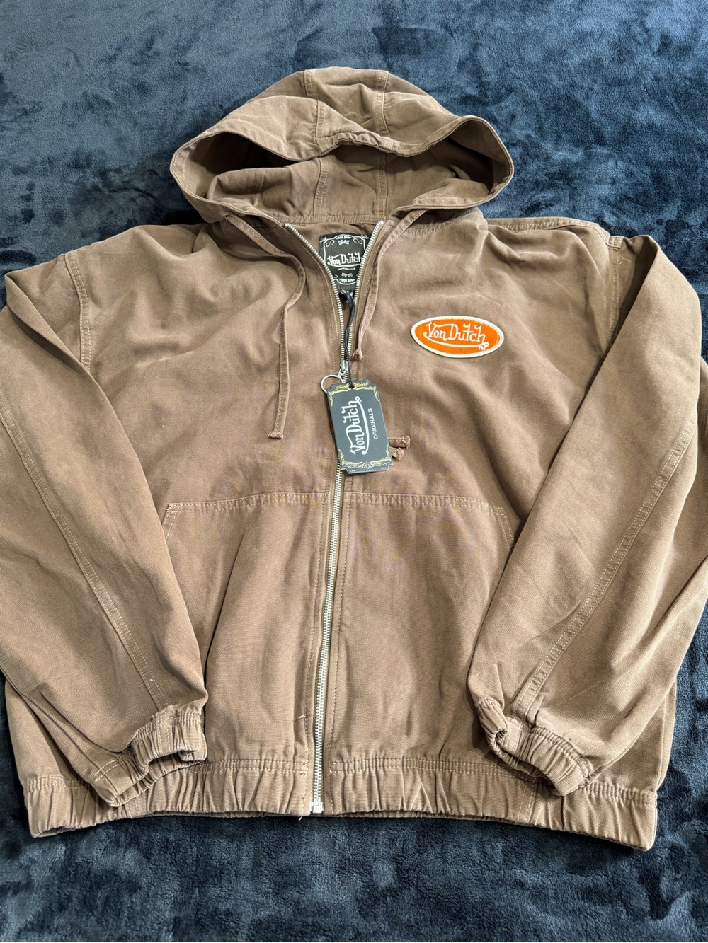 Von Dutch Men’s Brown Hooded Zip Jacket XL
